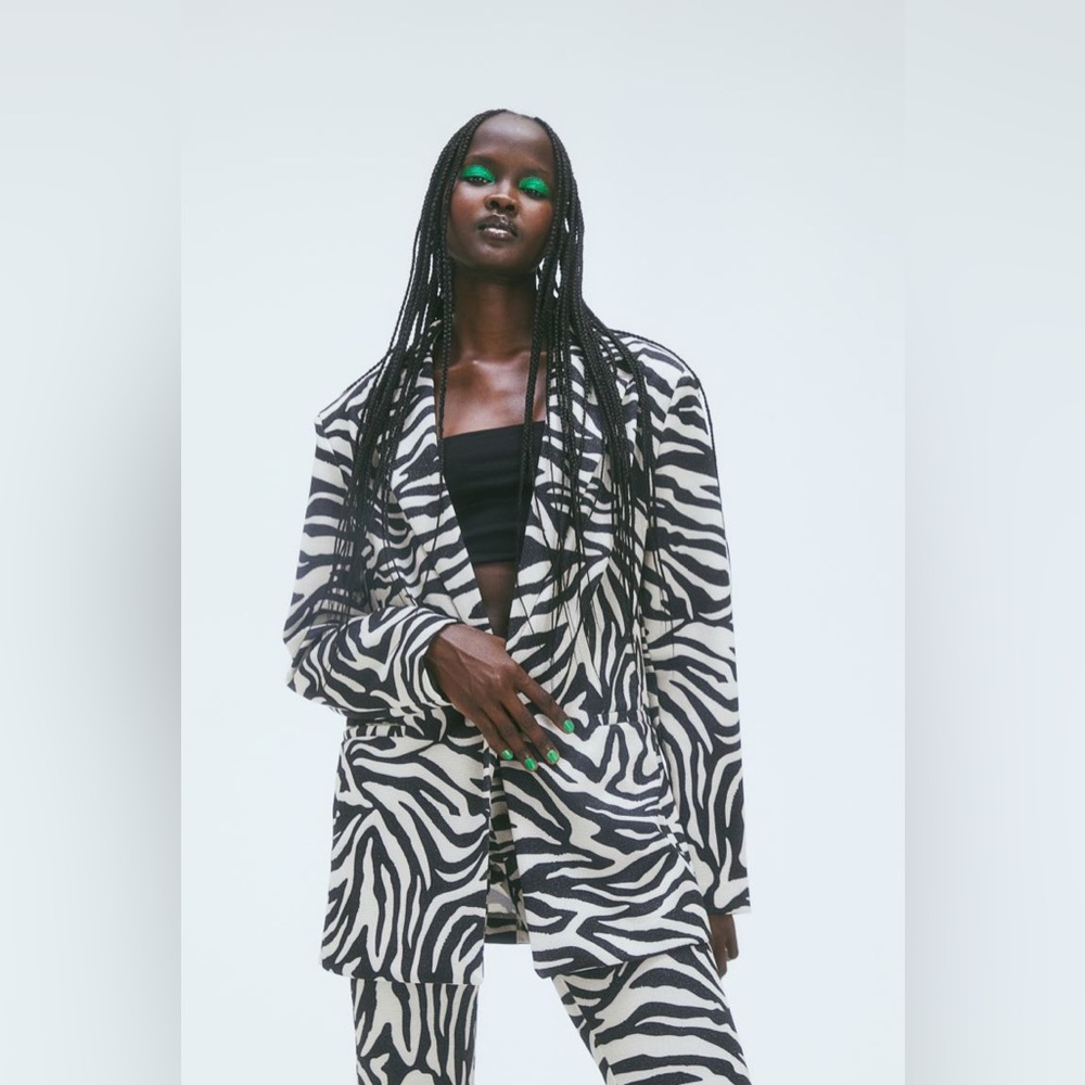H&M Zebra Print Blazer Oversized Size S